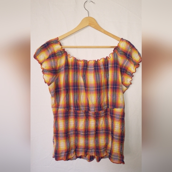 Country Cowgirl Cowboy Rodeo Women's Plaid Blouse Top - Multicolor XL - Picture 4 of 4